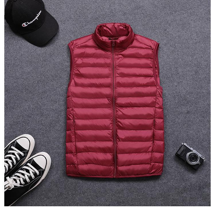 Men's Slim Fit Lightweight Down Vest - Plus Size, Stand Collar, Sleeveless, 2025 Collection
