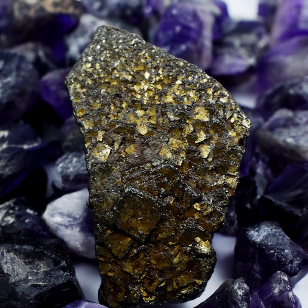 Natural Pyrite Loose Gemstone Golden Crystal 81.50 ct Brazilian Rough for Gemstone Collections