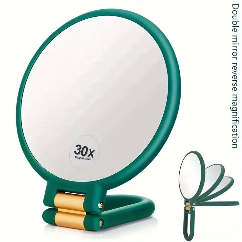 Handheld Makeup Mirror, 30x Magnification, 360 ° Rotating Handle, Foldable and Portable for Travel. Suitable for Eyebrow Shaping