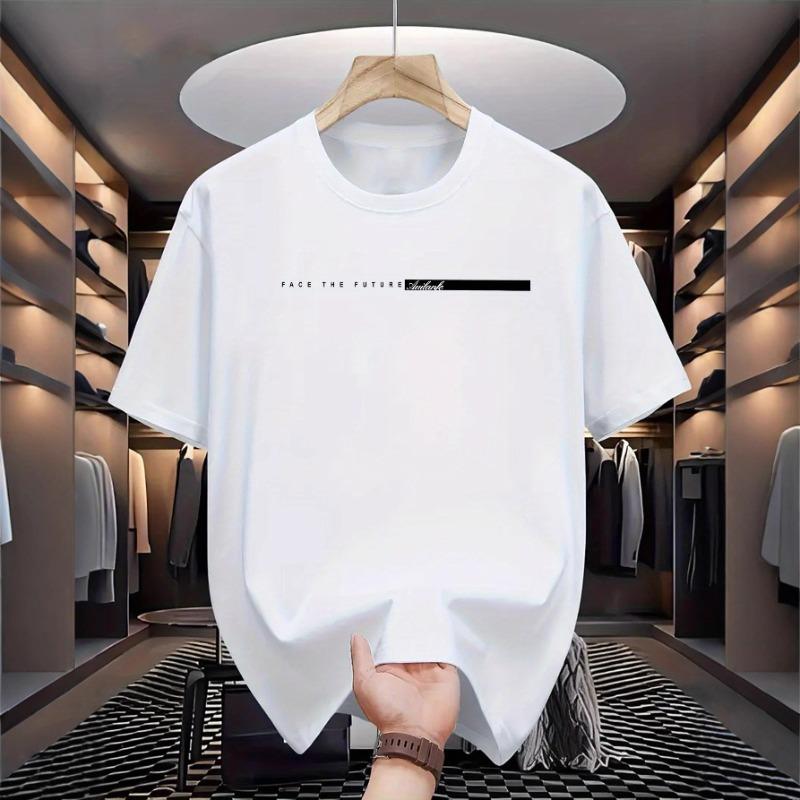 Herren Pullover T-Shirt im koreanischen Stil Lässig Locker Buchstabendruck Rundhals Kurzarm Oberteil