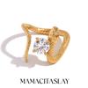 MamacitaSlay Stainless Steel Zircon Snake Opening Ring Party Trendy Waterproof Finger Jewelry Women's Charm Ring High Quality