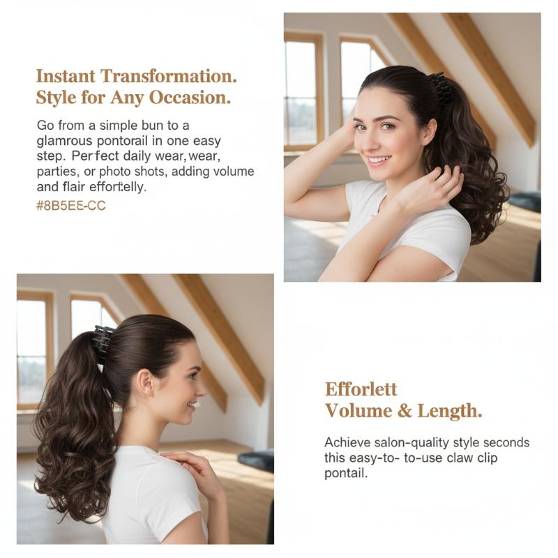 Claw Clip In Ponytail Extension Synthetic Hairpiece Curly Wavy Hair Extension 15 Inch Long Ponytail Hairpieces For Women Girl