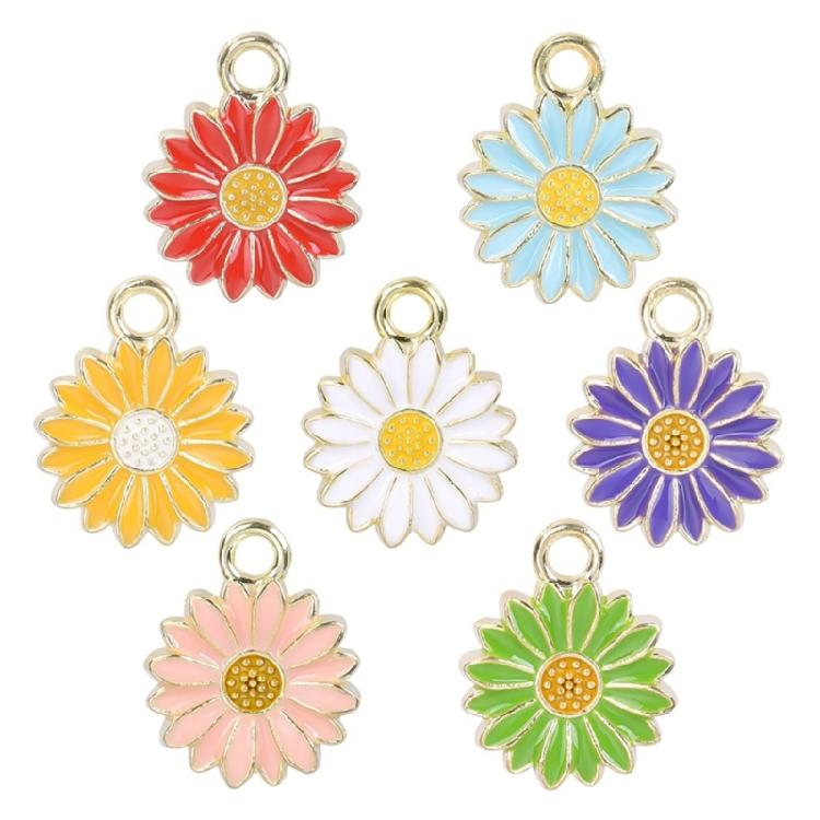 20 Pcs Little Daisy Flower Pendant DIY Keychain Necklace Jewelry Accessories