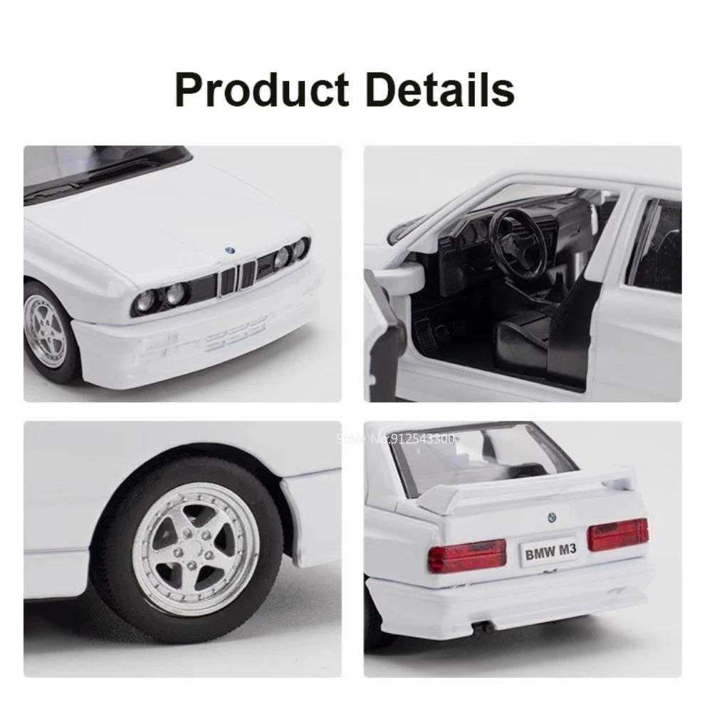 1/36 BMW M3 1987 Slitinové Hračky Model Auta Kovové Odlitky Hračky Vozidla Autentický Vynikající Interiér Natahovací 2 Otevírací Dveře Dětský Dárek