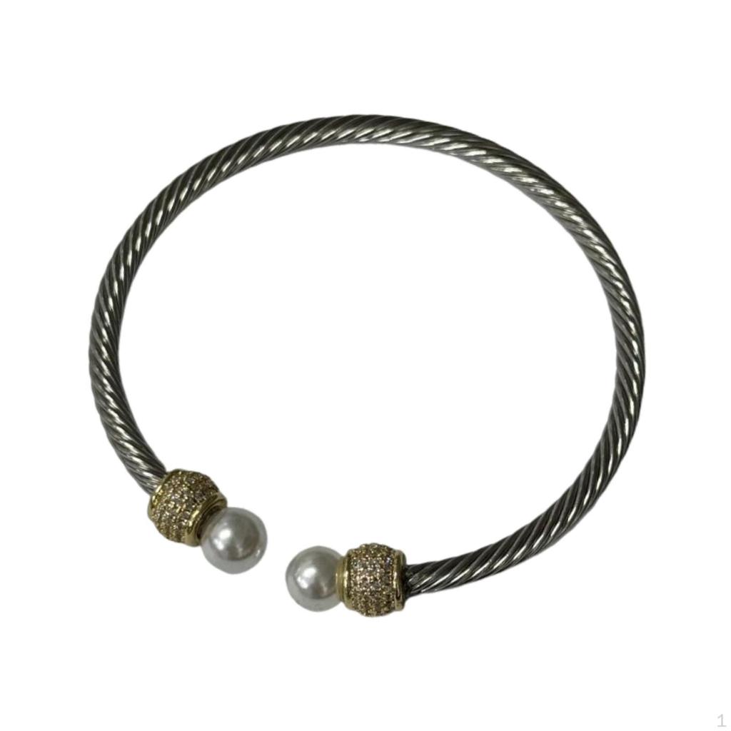 Gold & Silver Dual-Tone Stainless Steel Zircon Bracelet - Trendy Luxe