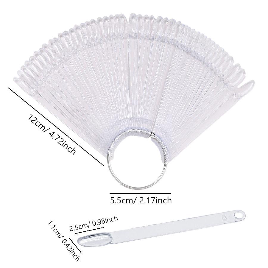 

50 Tips Double Layer Nail Polish Gel Color Chart, Oval Fan-Shaped Practice Swatch with Inner & Outer Painting for Nail Art Display