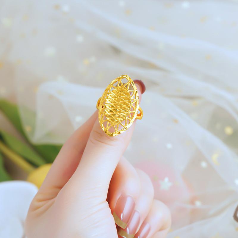 24K Gold Plated Adjustable Brass Ring - Personalized High-End Design