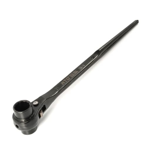 

Multi-function, double-ended ratchet wrench with a bidirectional hexagonal head, plum-shaped gloved wrench, pointed tail, cationic coating, forged chr