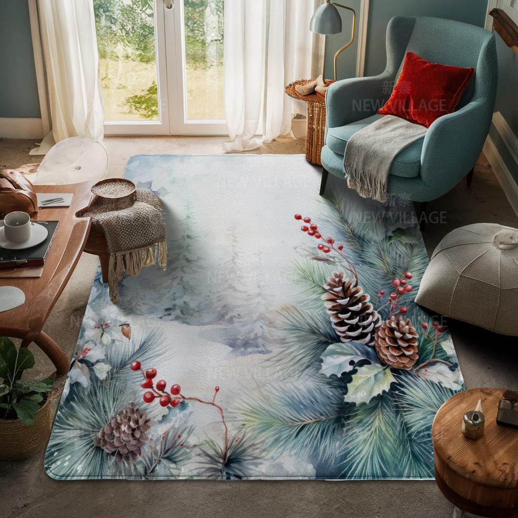 House Entrance Carpet Home Door Mat Living Room Bath Foot Bathroom Non-slip Water Absorption Rugs Bath Merry Christmas Winter