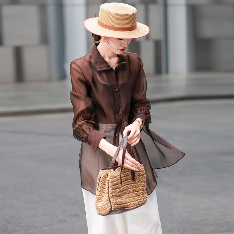Camicia da donna Lanse'er a maniche lunghe in misto seta