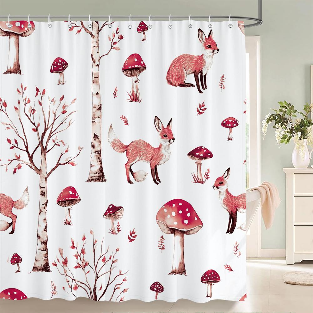 Cute Cartoon Animals Shower Curtain Printing Polyester Fabric Cartoon Bathroom Curtain Home Decoration Curtain with Hooks