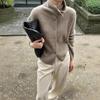Women's High-Neck Cashmere Cardigan: Thickened, Loose, Short Wool Sweater for Autumn and Winter.