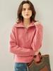 Women's Autumn/Winter Cashmere Lapel Half-Zip Sweater - Casual Knit Pullover