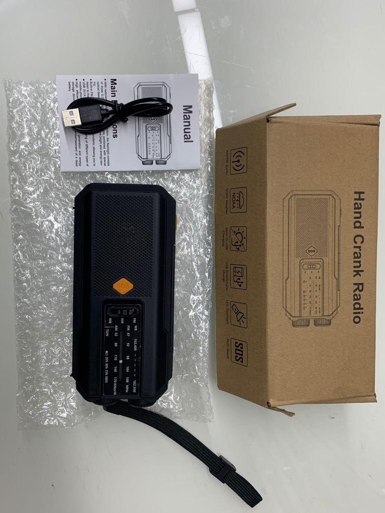 Solar-Powered Hand-Crank Multifunction Emergency Radio with Flashlight