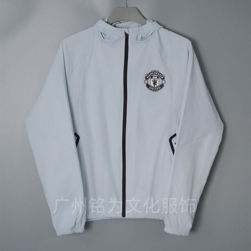 Men Women Hooded Windbreaker Jacket Soccer Training Coat Outdoor Sportswear Lightweight Breathable