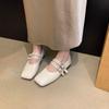 Brown Retro French Mary Jane High Heels 2025 Women's New Temperament One-word with Square Head Soft Sole Light Mouth Single Shoes