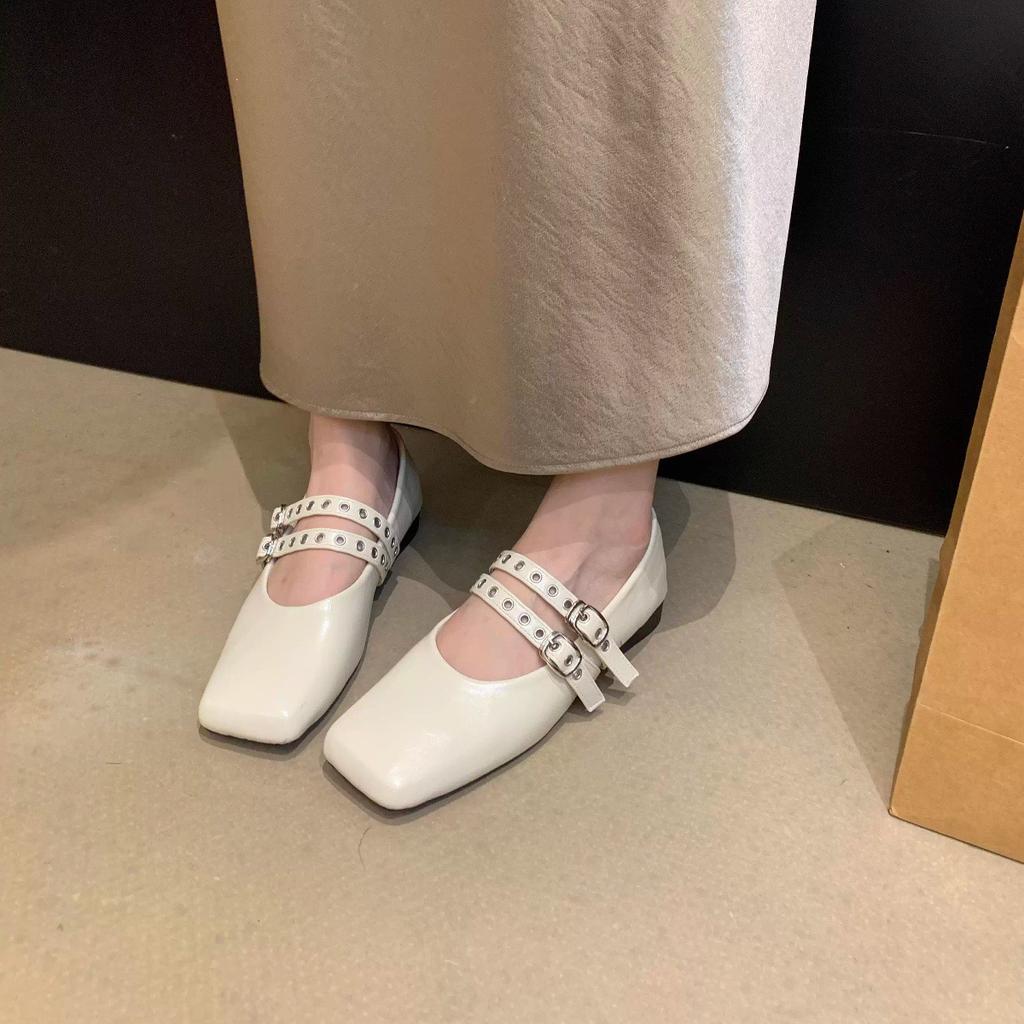 Brown Retro French Mary Jane High Heels 2025 Women's New Temperament One-word with Square Head Soft Sole Light Mouth Single Shoes