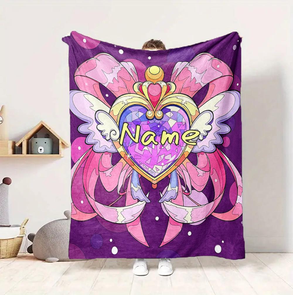 Custom Name Butterfly Symbols Flannel Blanket Throw Blanket Soft Warm Sofa Bed home Decor Unique Gift