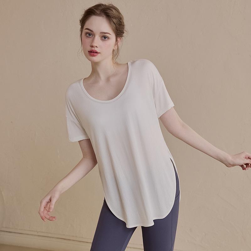 

Женский белый топ-накидка для йоги: Свободный крой, Приталенный, Короткий рукав, Идеально для бега и фитнеса L (110-130 jin) белый