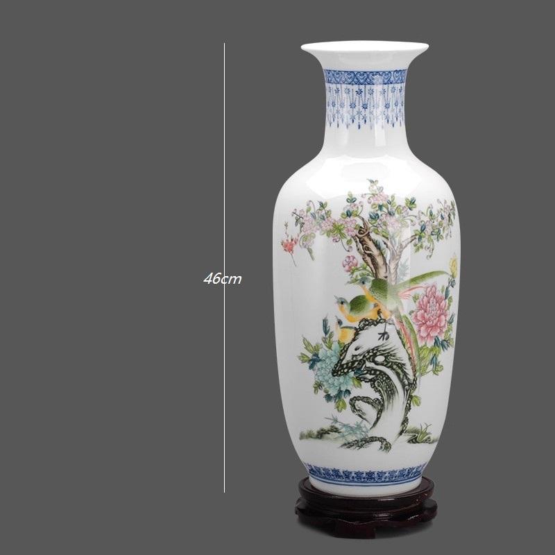 46cm Large Vase Jingdezhen Ceramic Vase Ornament Classical Blue and White Porcelain Pink Vase Home Decoration Decoration Crafts