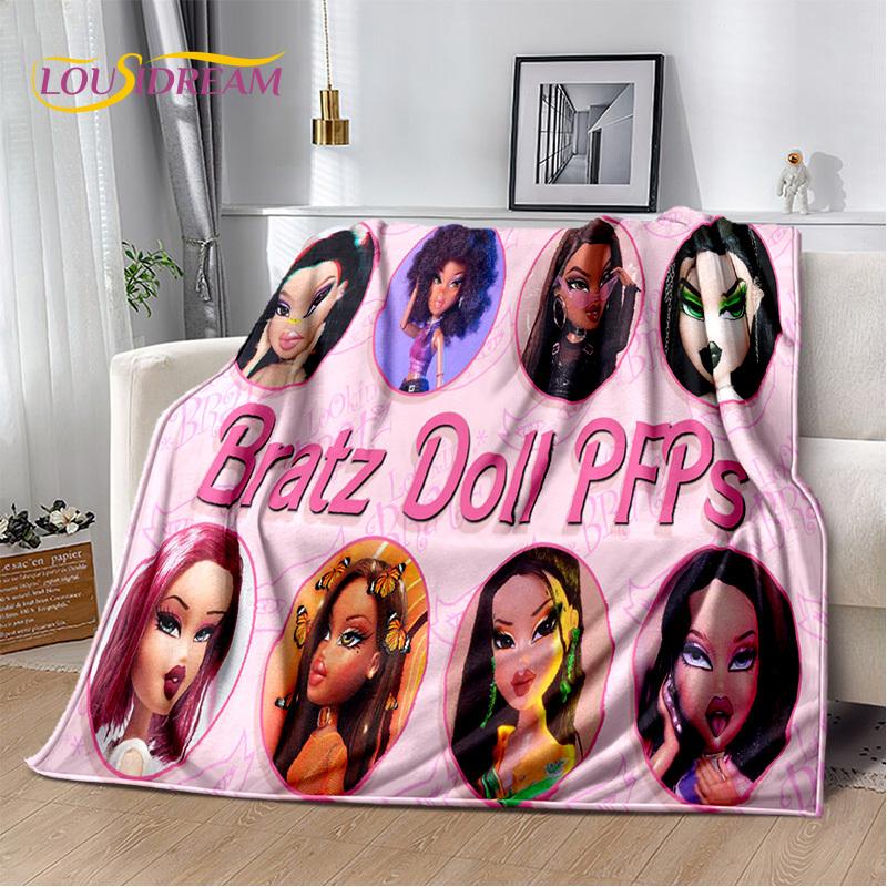Cartoon Bratz Doll Girls 3D Printed Soft Blankets,Keep Warm Throw Blanket Comfortable Blanket for Picnic Beds Sofa Home Bedroom