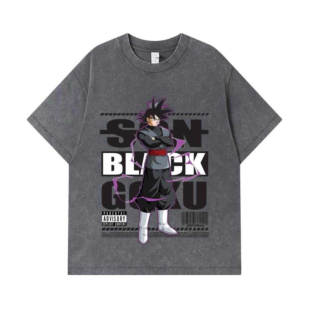 275 GSM Washed T-shirts 100% Cotton Dragon Ball V16 Black Goku Print Unisex Heavy Cotton T Shirt