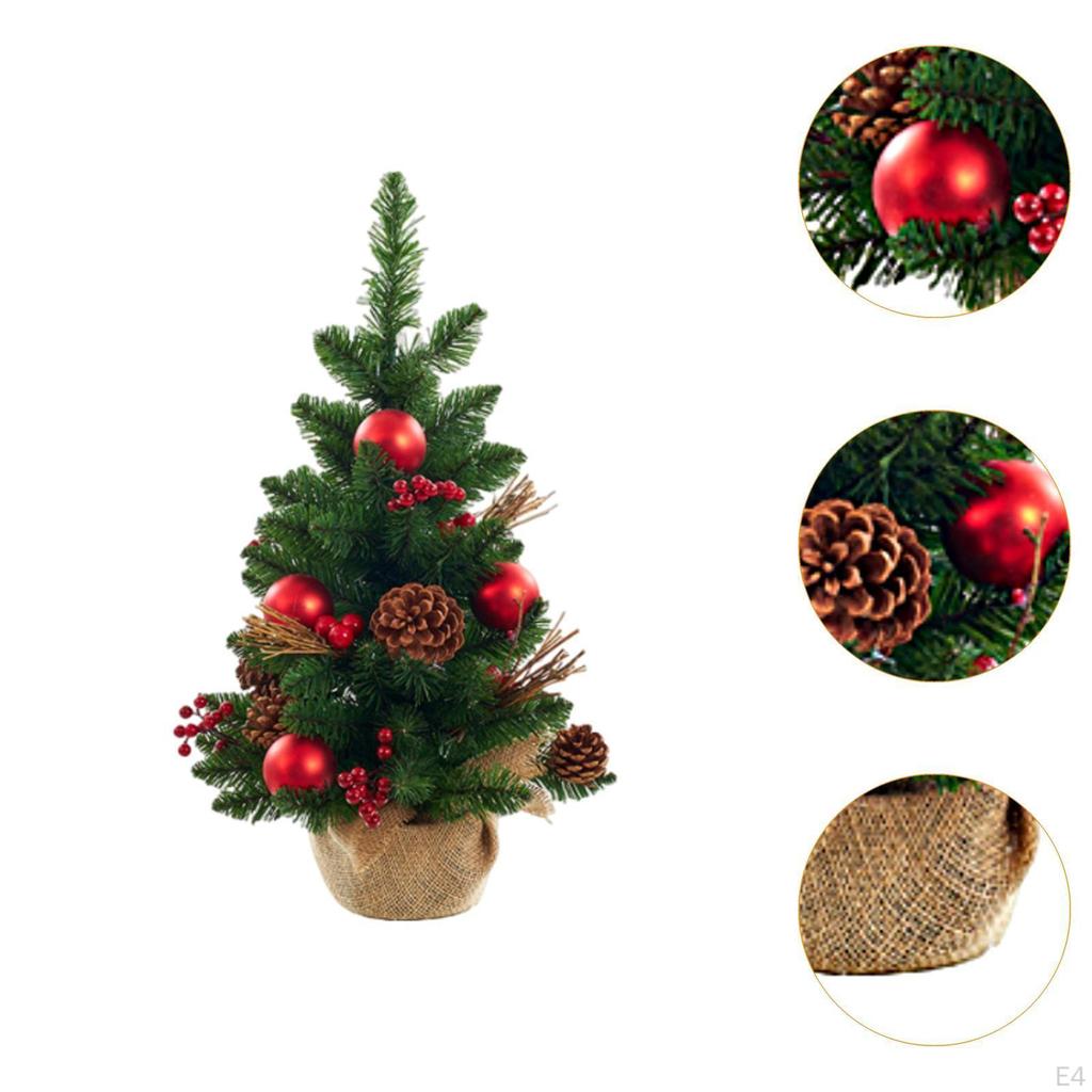 Festive Mini Christmas Tree Decor with Berries And Pine Cones