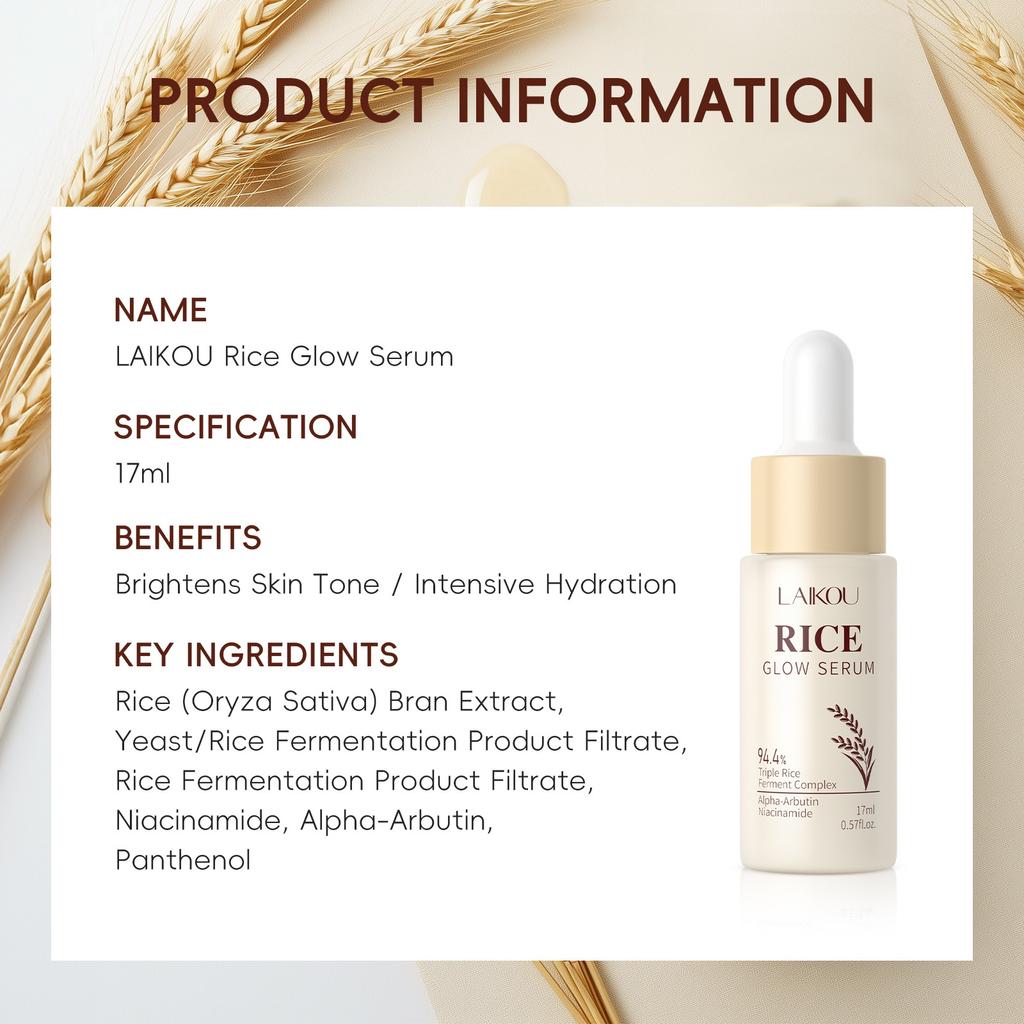 Rice Glow Facial Essence 17ml Hydrating Moisturizer Nourishes Brightens Skin Tone Natural Extract Serum Sensitive Skin