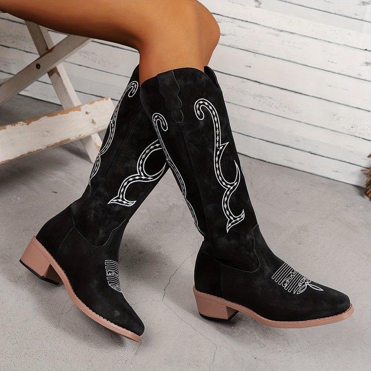 Large size square and high tube but knee fashion boots autumn and winter new European and American style round boots
