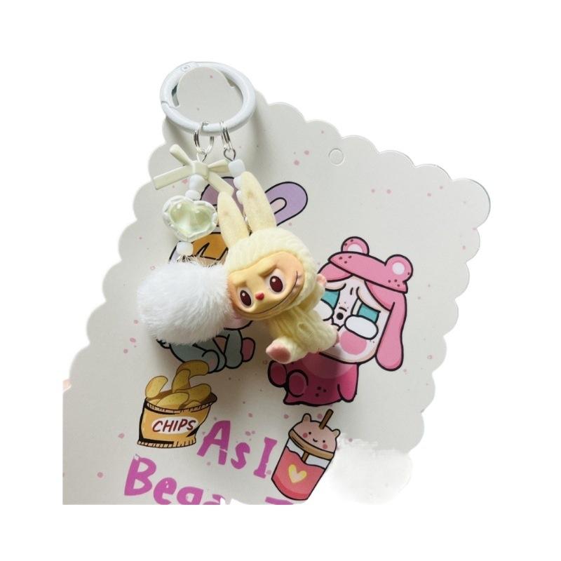 Flocking Mini Yoga Keychain Doll Bag Pendant Cute Schoolbag Gift Hanging Keychain