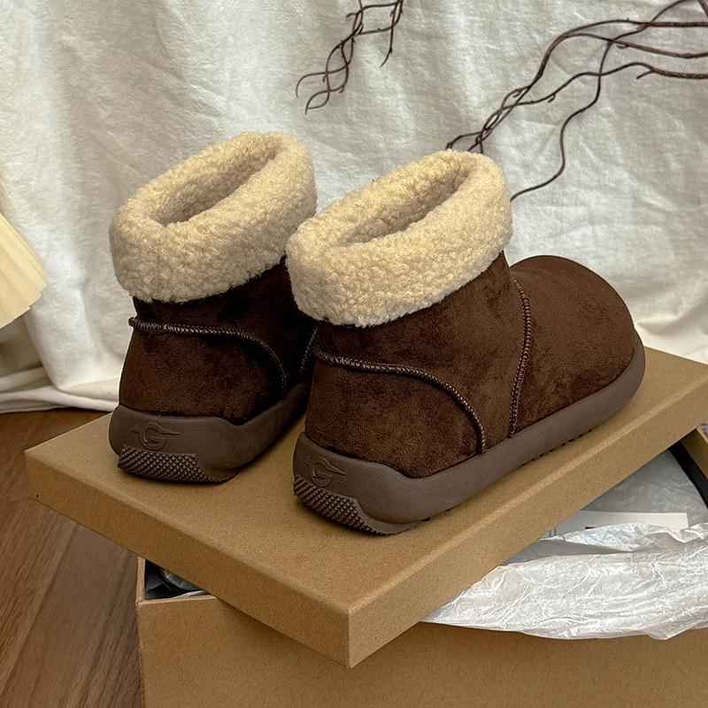 

Women s thick bottom furry mouth winter lightweight warm anti cold snow boots non-slip casual sneakers cotton boots fur shoes 40 темно-коричневого