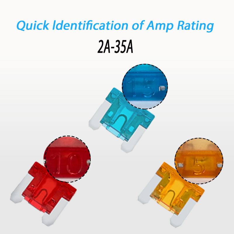 100Pcs Micro Blade Fuse 2A-35A AMP 32V Low Profile Mini Car Auto Fuses for Truck RV Campervan SUV Motorcycle Boat Assorted Amp