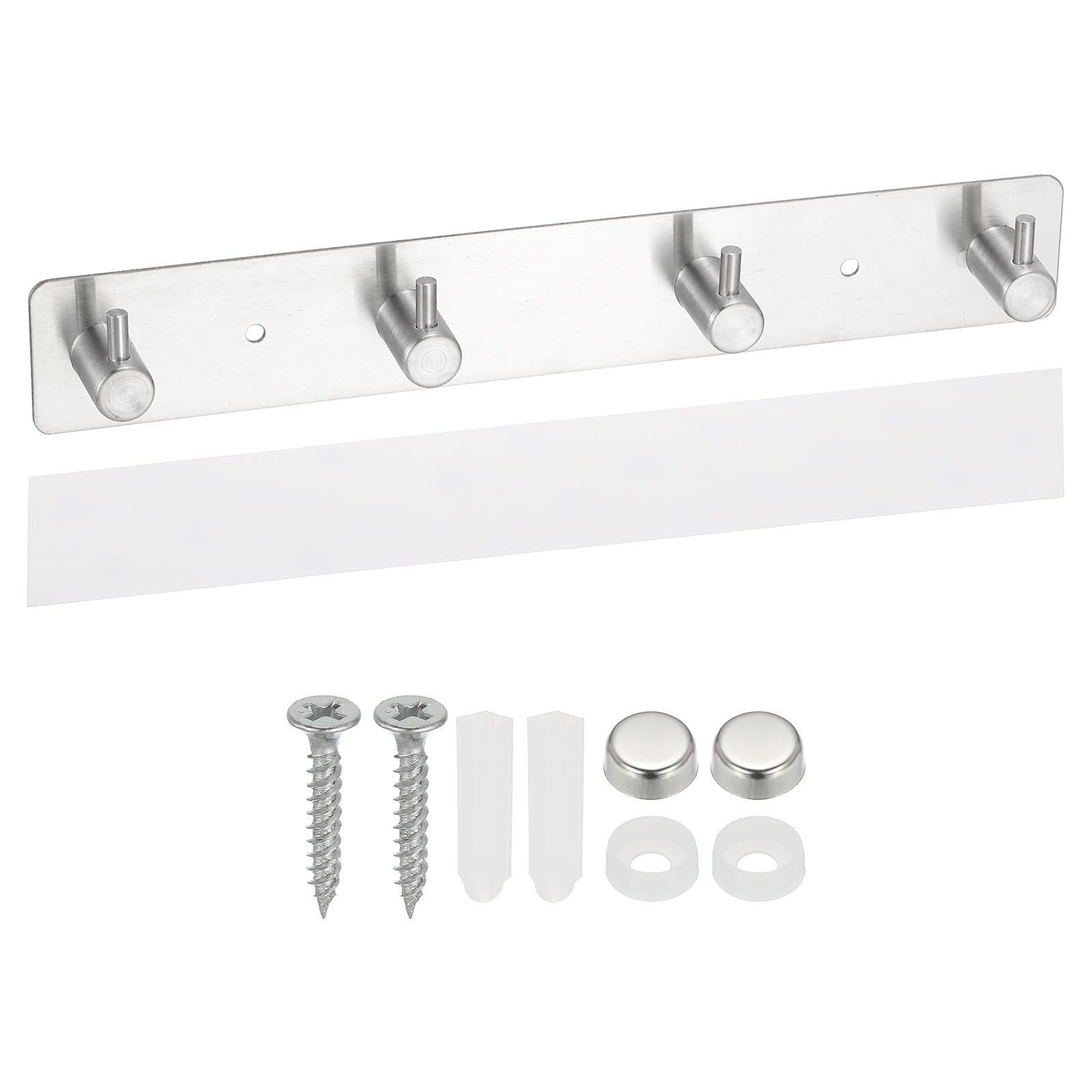 

PATIKIL Wall-Mounted Coat Rack, 10 304 Stainless Steel Beveled Wall Hook Rail, Bathroom Towel Hanger with 4 Hooks for Entryway or Bedroom, Silver