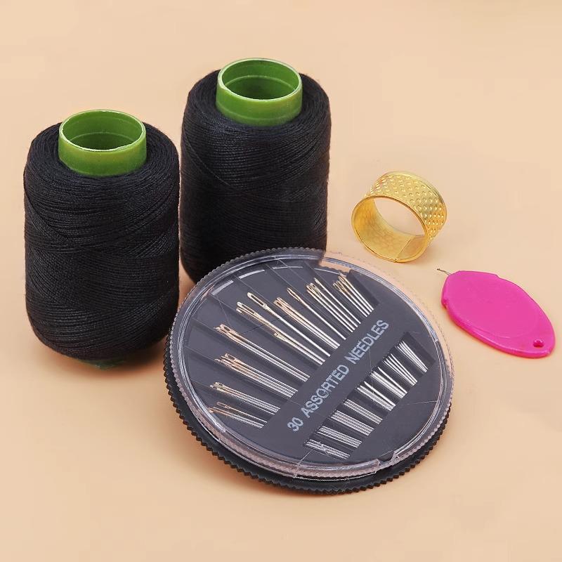 Black & White DIY Sewing Thread and Needle Set for Mending and Handcrafts