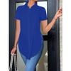 GMXIA Women's Fashion Casual Solid Color Print Short Sleeve POLO  Neck Blouses & Shirts