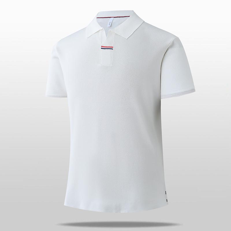 Men s Ice Silk Short-sleeved Polo Shirt Lapel Casual Breathable Half-sleeved Polo Shirt T-shirt Men s T-shirt 2XL белый