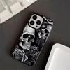Skull Rose design phone case suitable for iPhone 17 16 15 14 13 12 11 Pro/Max/Plus anti drop and shockproof back cover