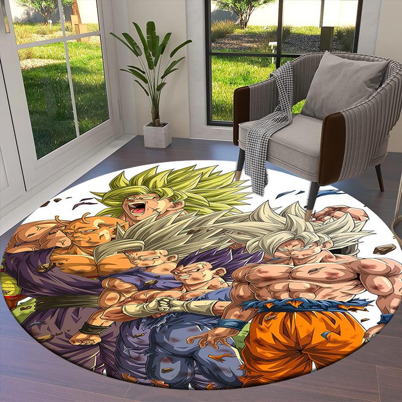 Dragon Ball Z Round Area Rug Carpet Rug For Living Room Bedroom Sofa Playroom Decor Nonslip Floor Mat