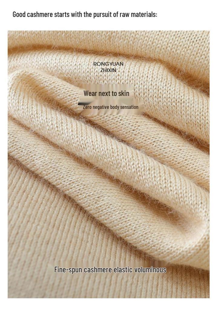 Women's Autumn Winter Cashmere Sweater - Thin, Soft, Fluffy, Fine-Spun, Round Neck, Versatile 16-Pin Knit