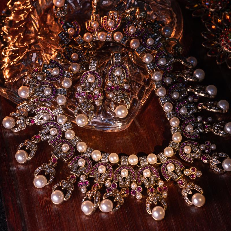 Catena da abito in stile retrò con diamanti cechi, doppio strato, strass viola
