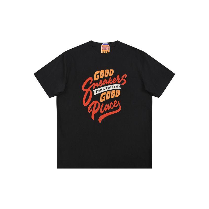 American-Style Print Cotton Short sleeve T-shirt Men s 2024 New Trendy Summer Bottoming Shirt Export Cotton T-shirt Black M