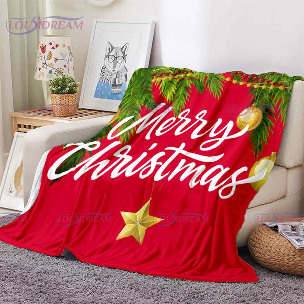 Merry Christmas Santa Claus Blanket Soft Flannel Throw Blanket for Home Bedroom Sofa Travel Office Snowflake Rest Cover Blanket