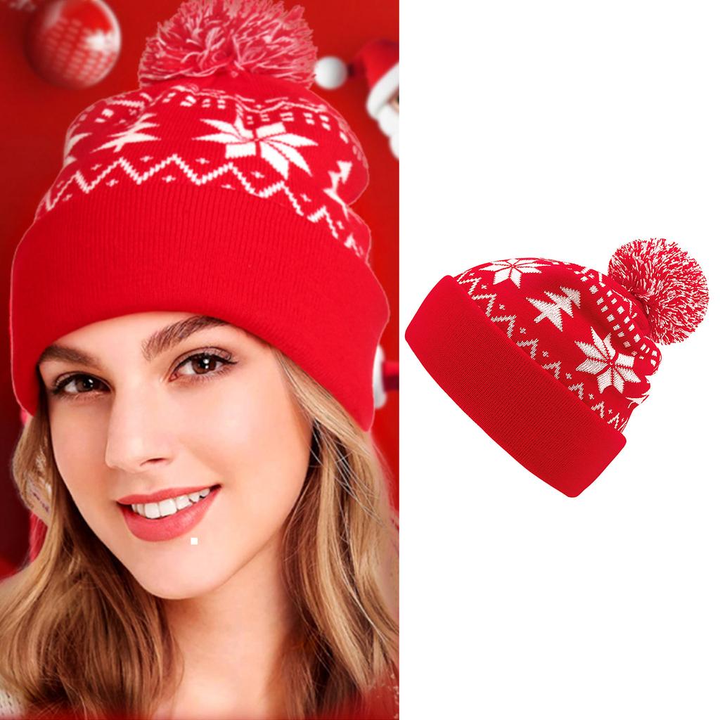 Punk Teenagers Cycling Skiing Beanie Elastic Christmas Windproof Snowflake Pattern Hat Ear Protector Hat Winter Supplies