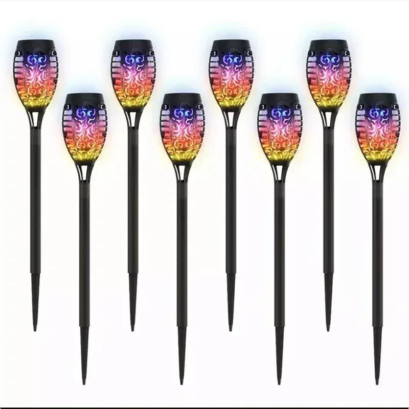 1/2/4/6/8/10/12Pcs Solar Flame Torch Light Flickering Light Waterproof Garden Decoration Outdoor Lawn Path Yard Patio Floor Lamp