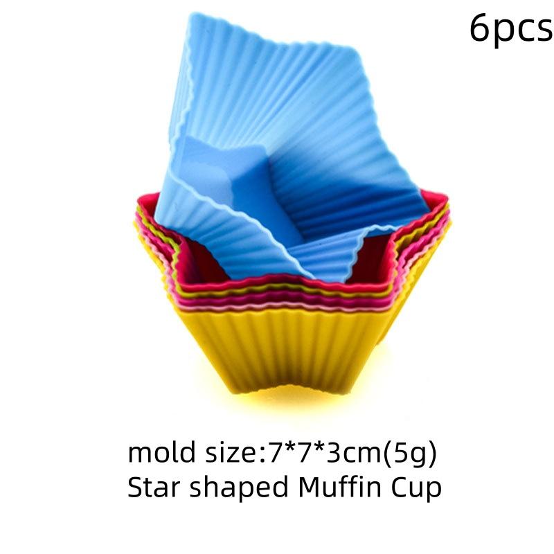 6/12 STÜCK Silikon Muffinform Runde Muffinförmchen Herz Kuchen Backform Küchen Kochzubehör Kuchen Dekorationswerkzeuge