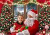 7x5ft Christmas Backdrop - Xmas Window Photography Backdrop - Winter Dream Wonderland Snow Tree Red Curtain Christmas Festival Party Banner