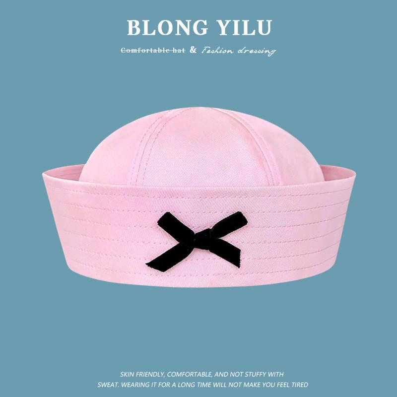 Sailor Hat With Bow Mesh Breathable Cotton For Summer And Spring Wear