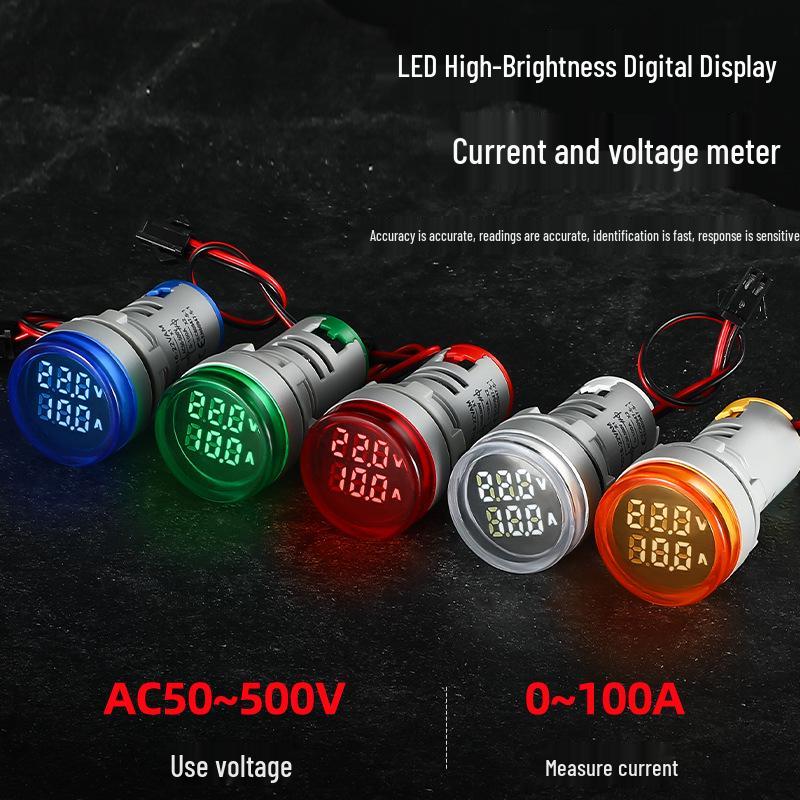 AC Dual Display Voltage & Current LED Meter Indicator Light AD16-22VAM
