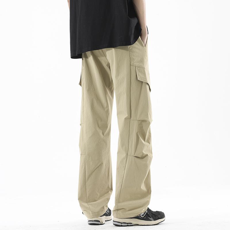 American trendy brand outdoor tooling paratrooper pants thin men's summer new loose casual straight ice silk trousers