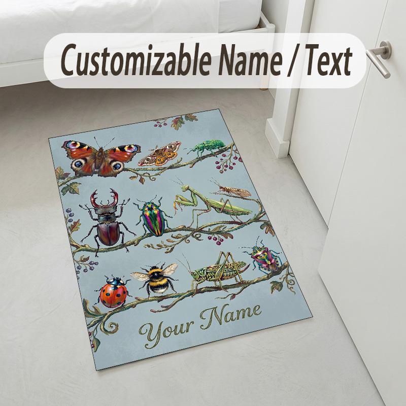 Hummingbirds Tropical Theme Soft Crystal Velvet Rug Custom Name & Text Print Non Slip Floor Rug for Bedroom Living Room